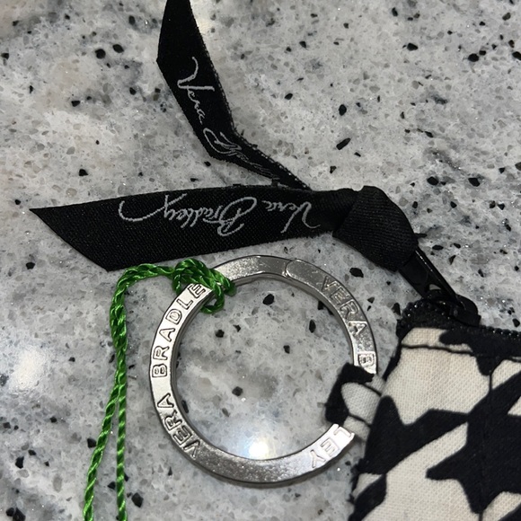 NWT Vera Bradley Zip ID case black & white Keychain wallet - Picture 2 of 9